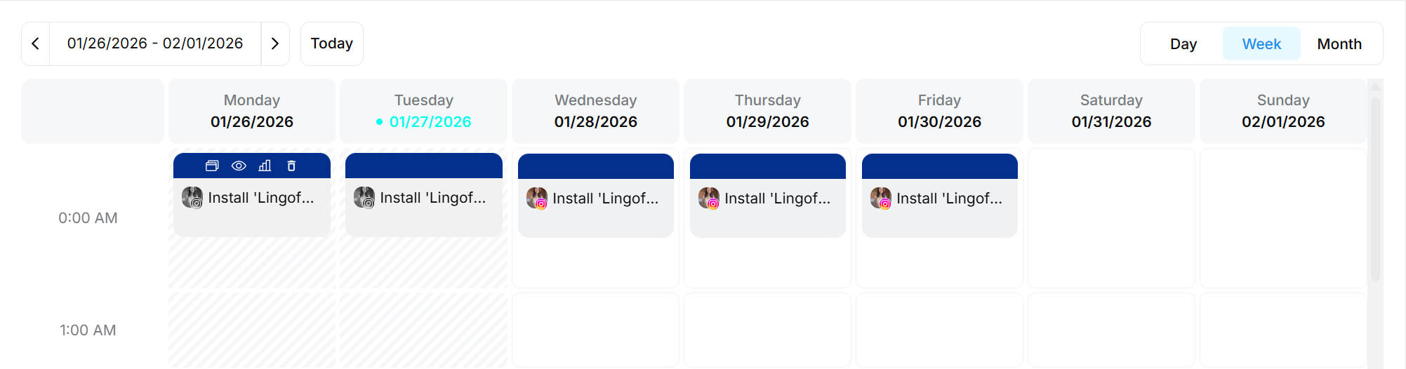 Scheduling calendar timeline